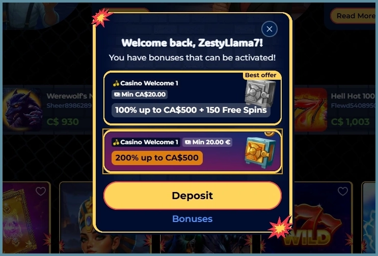 Welcome package at Gangstasino– start with bonus money and free spins